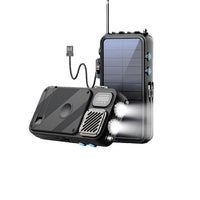 Powerology 16000mAh Solar Power Bank with FM Radio Speaker and Lights