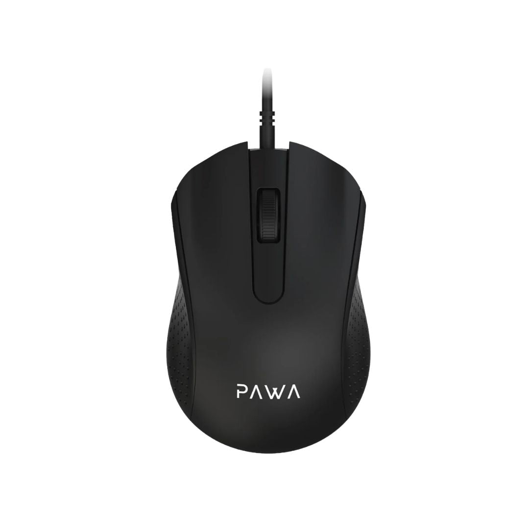 Pawa PW-MWN2TC20-BK Sleek Wired Mouse - Black