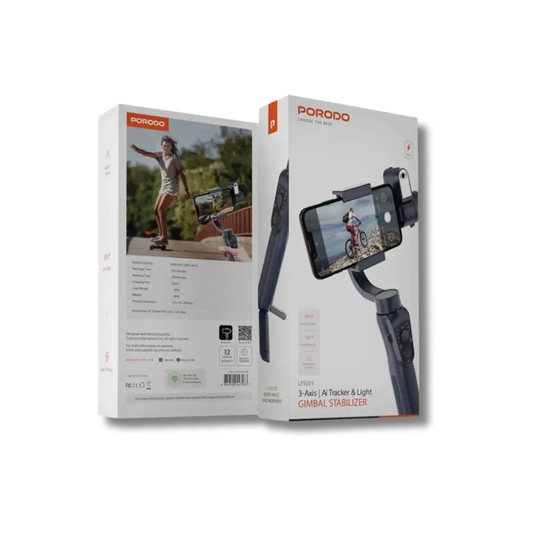 Porodo 3-Axis AI Tracker and Light Gimbal Stabilizer