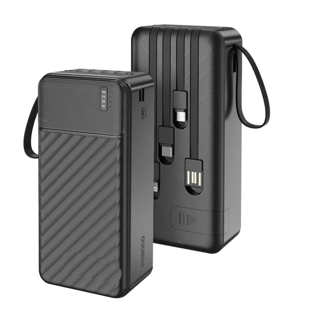 Porodo PD 30000mAh Power Bank with Built-in USB-C and Lightning Cables