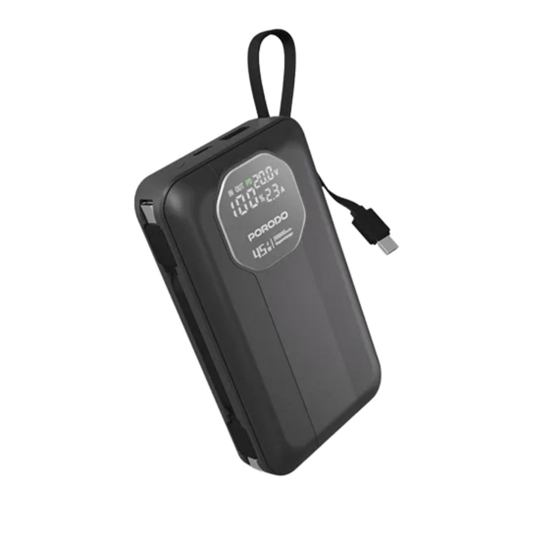 Porodo 20000mAh Power Bank with Built-in Dual Cables