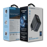 Powerology Voltflow 100W AVS GaN Wall Charger — Multi-Port TFT Display Gray