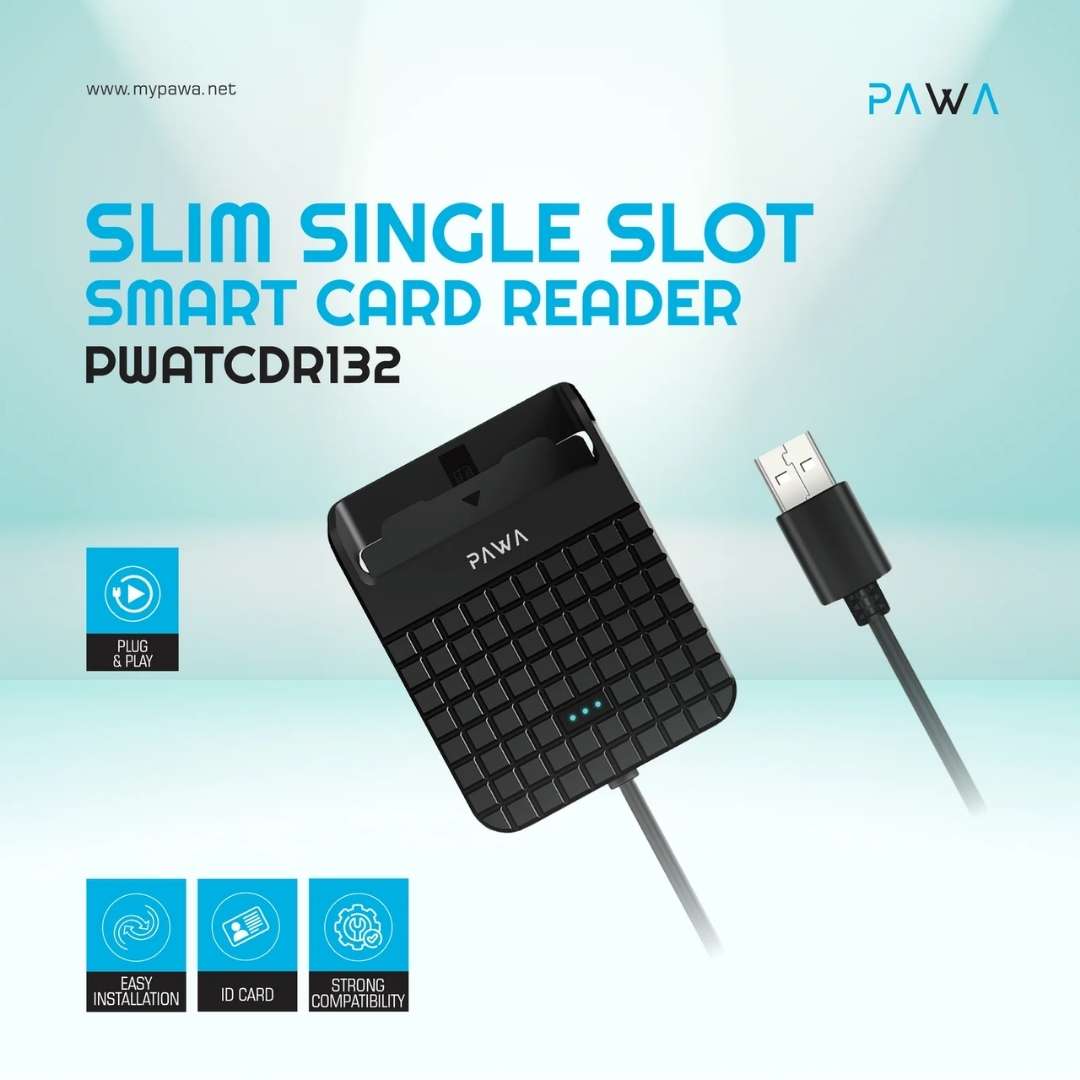 Pawa PW-ATCDR132-BK Slim Single Slot Smart Card Reader