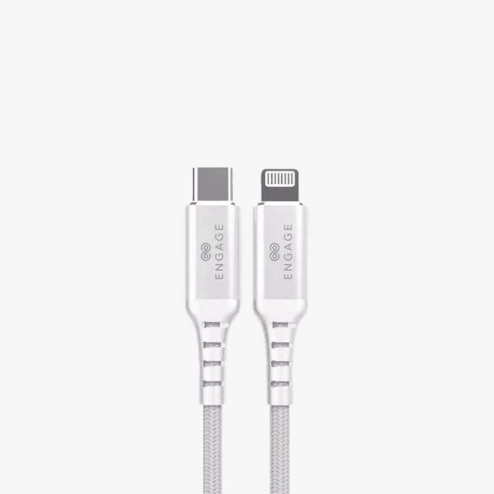 Engage PD 18W Fast Charging MFi Certified Type-C to Lightning Cable 1 Meter – Black, White