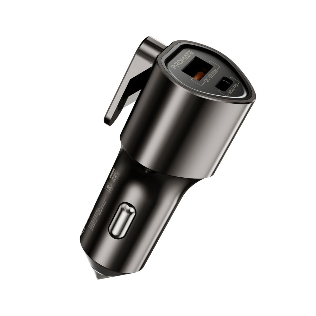 Promate VoltGuard 55.5W Emergency Multi-Function Car Charger