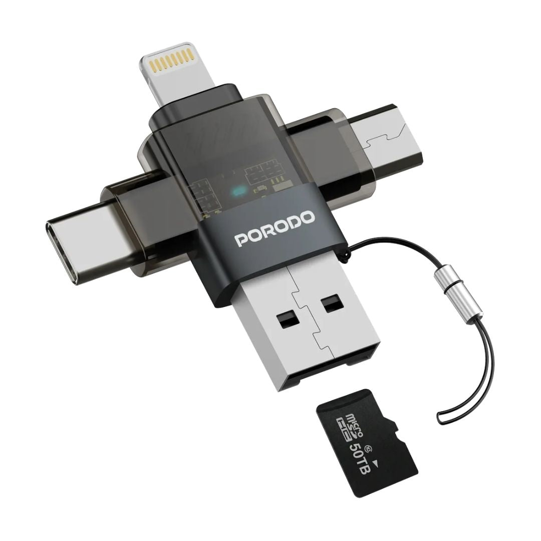 Porodo MiniLink Transparent 3-in-1 OTG Adapter