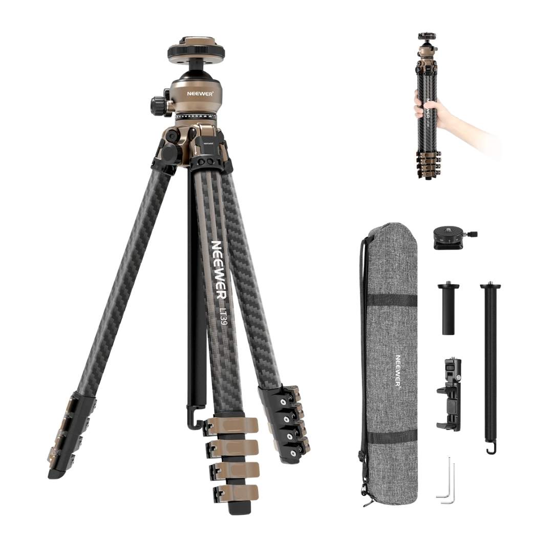 Neewer LT35 Carbon Fiber Travel Tripod with 360° Panorama Ball Head