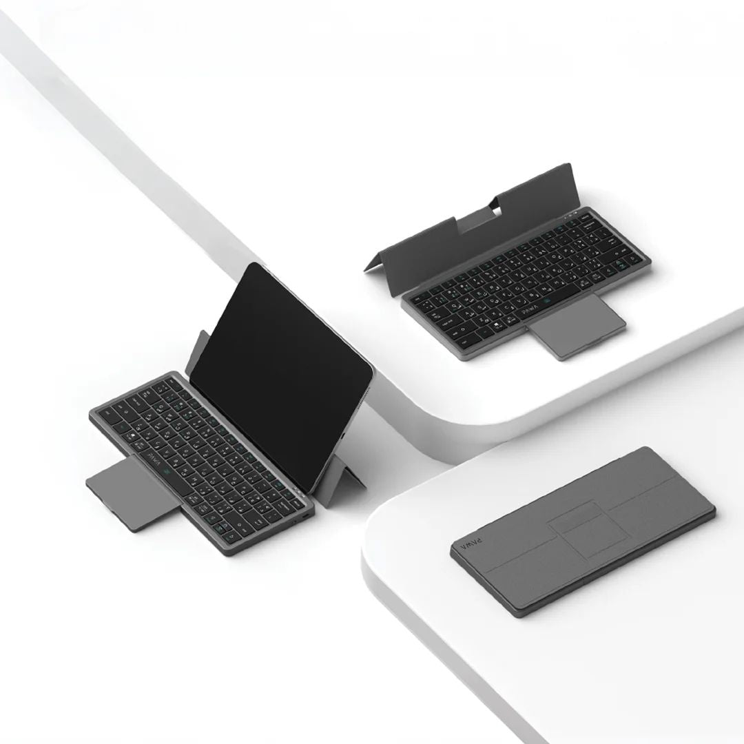 Pawa PW-PKW2T5F1-GY Tri-Fold Wireless Keyboard with Touchpad