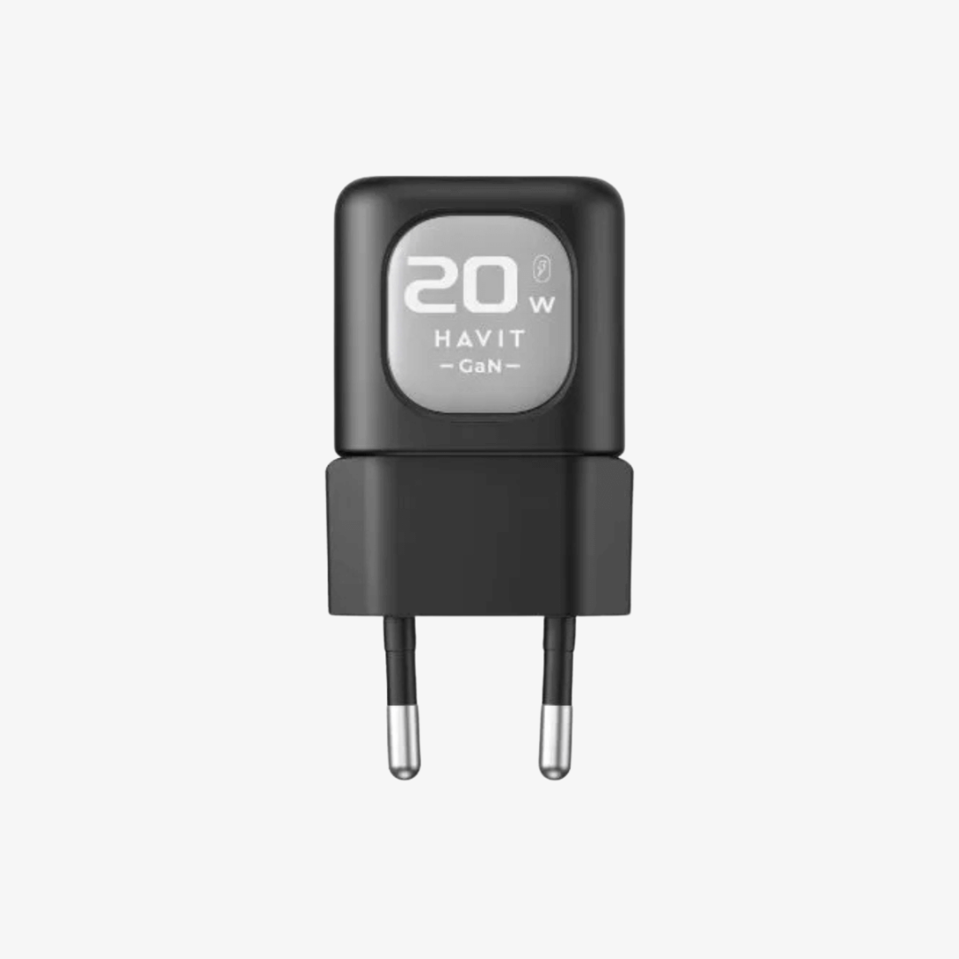 HAVIT 20W Dual-Port USB Wall Charger – Black + Grey (UK Plug)
