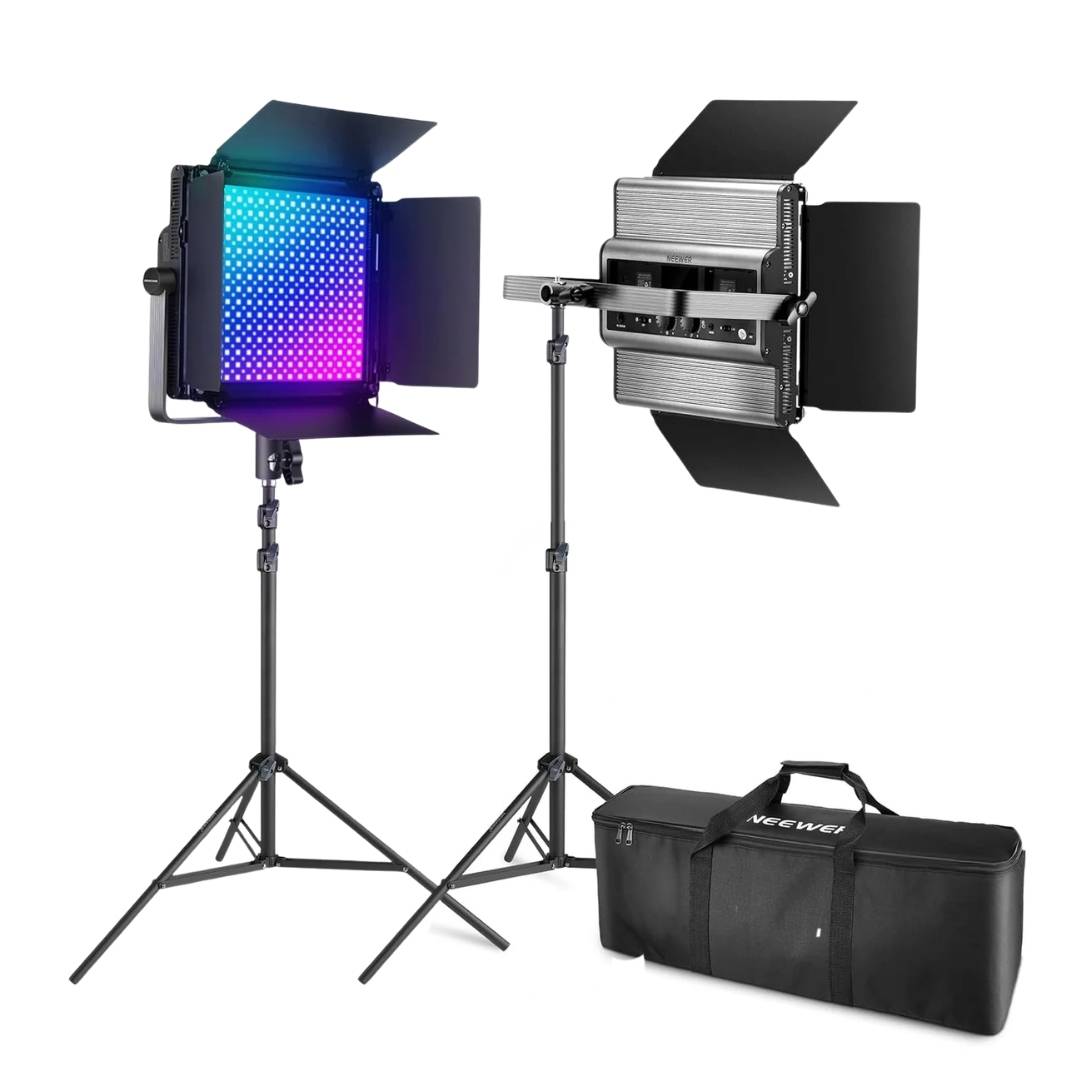 Neewer RGB1200 2-Light LED Video Light Kit with Stands and Bag