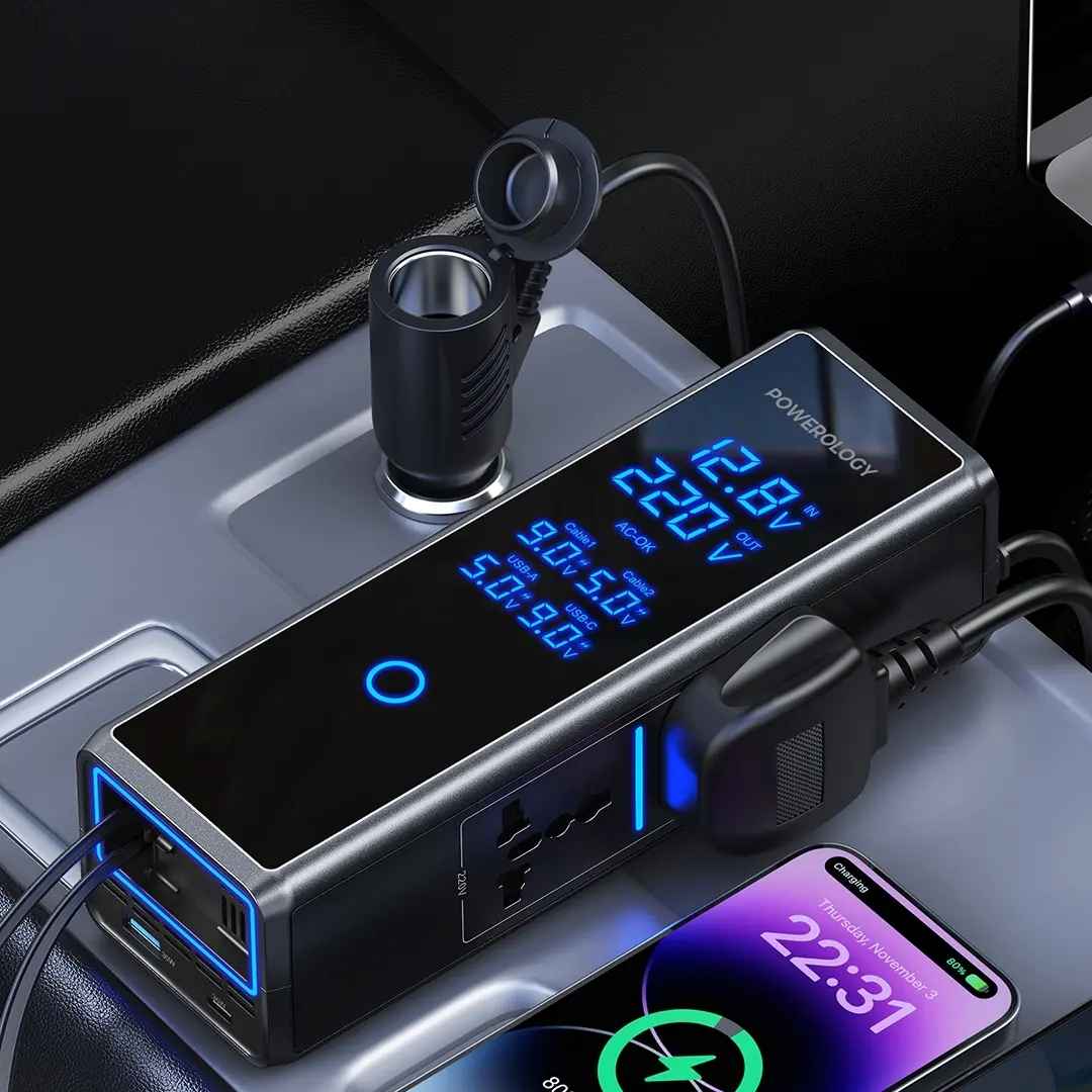 Powerology 300W Car Power Inverter with Digital Display