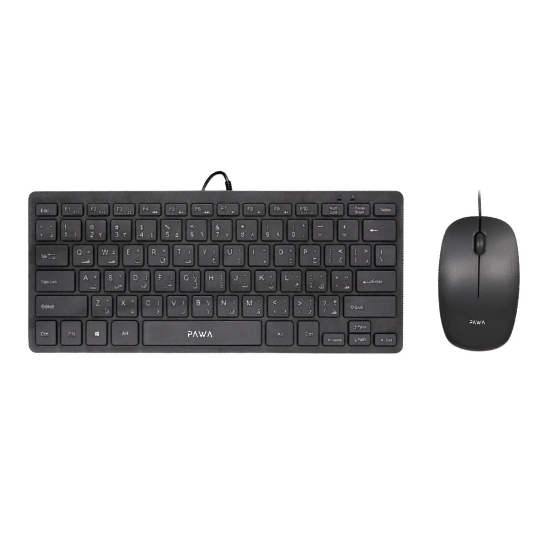 Pawa PW-CMBMKEA2-BK Wired Slim Keyboard & Mouse Mini Desktop Pack