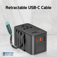 Promate TripMate GaN70R retractable cable and ports