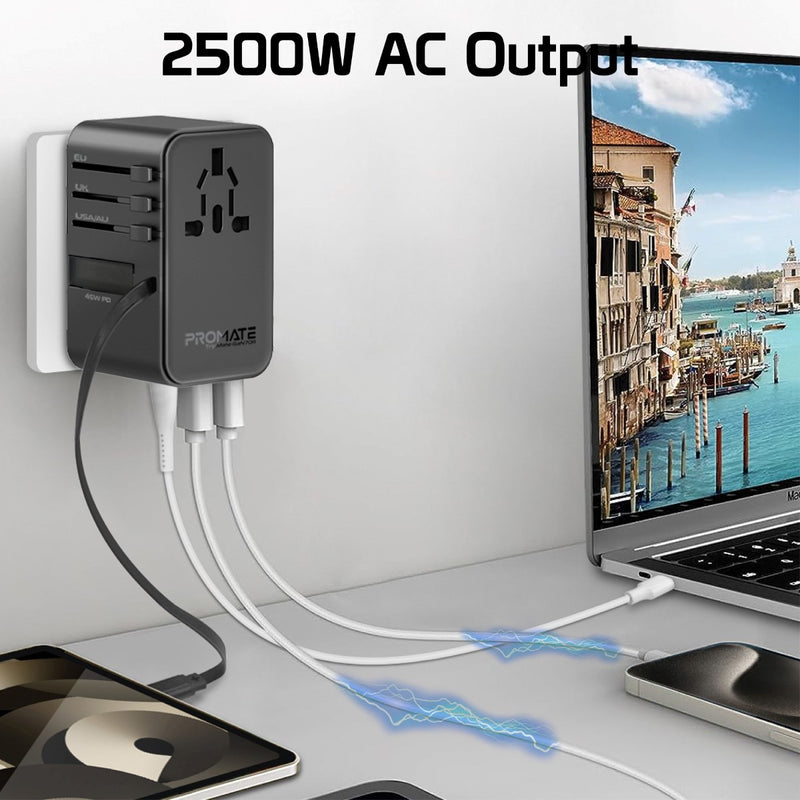 Promate TripMate GaN70R 70W Travel Adapter