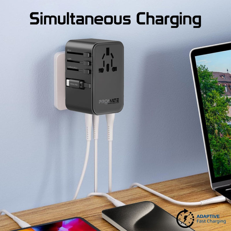 Promate TripMate GaN70R 70W Travel Adapter
