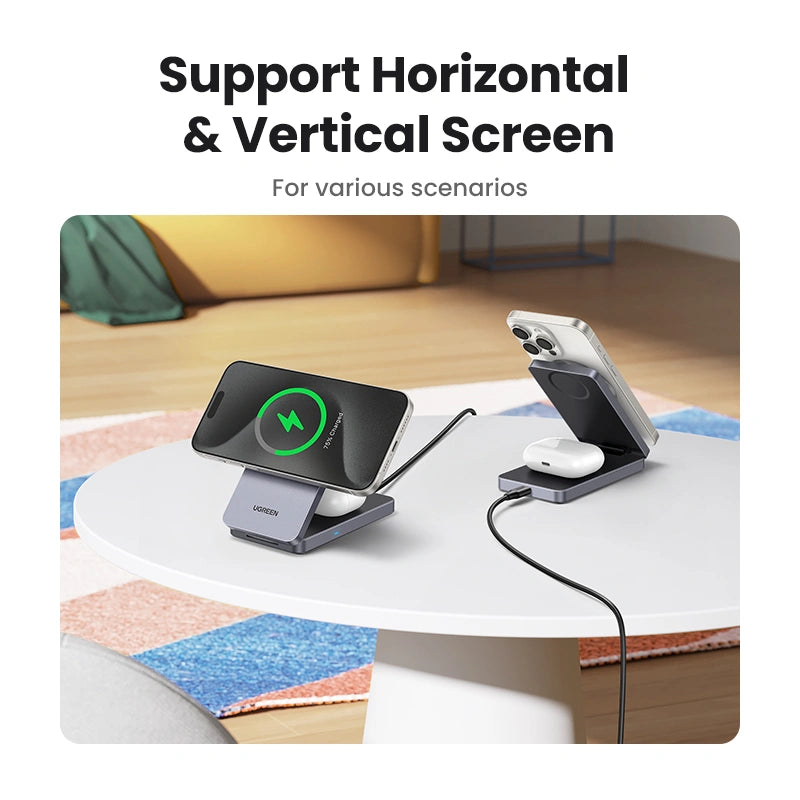 UGREEN W706 2-in-1 Magnetic Wireless Charger 15W