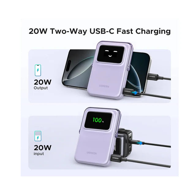 UGREEN Uno 10000mAh Magnetic Wireless 7.5W Power Bank 20W