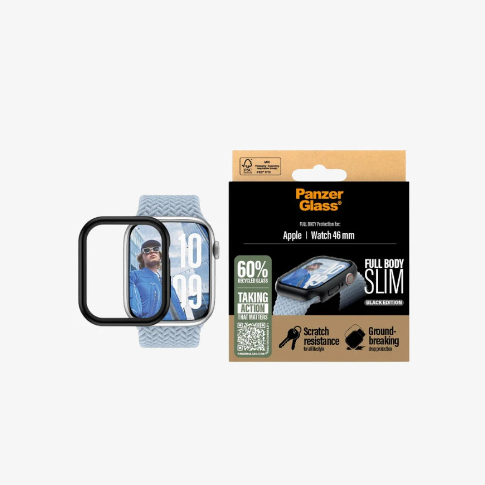 PanzerGlass® Screen Protector Snappie Full Body Slim Black Apple Watch Series 10 45mm