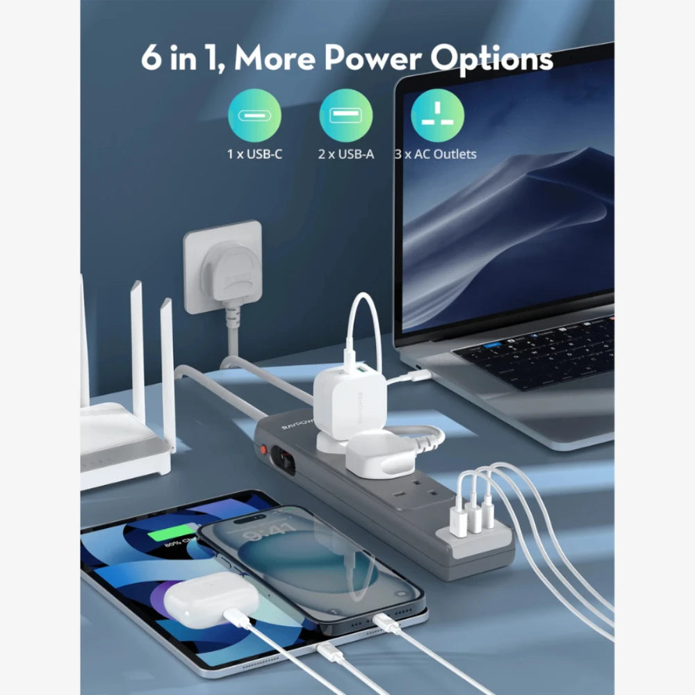 RAVPower 6-in-1 Power Strip with USB-C PD