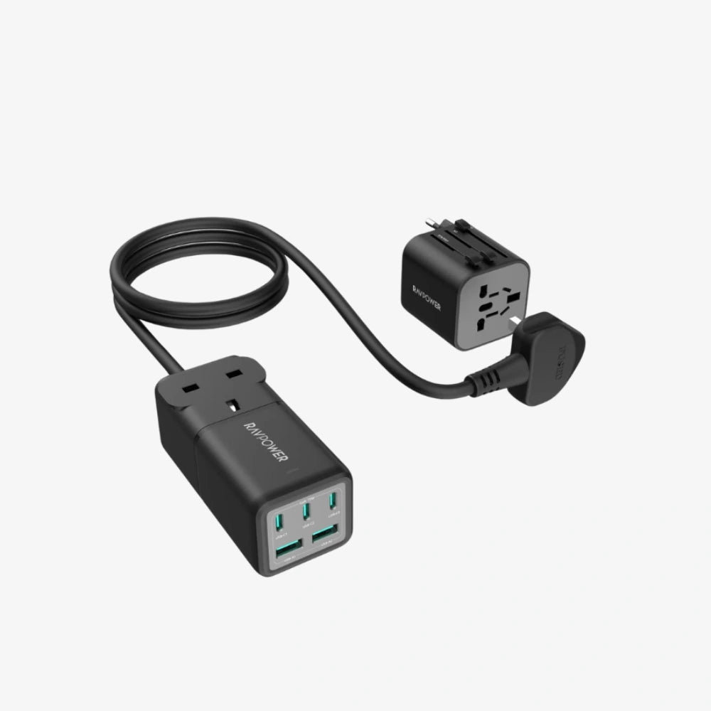 RAVPower 75W GaN 6-in-1 Power Strip & Travel Charger