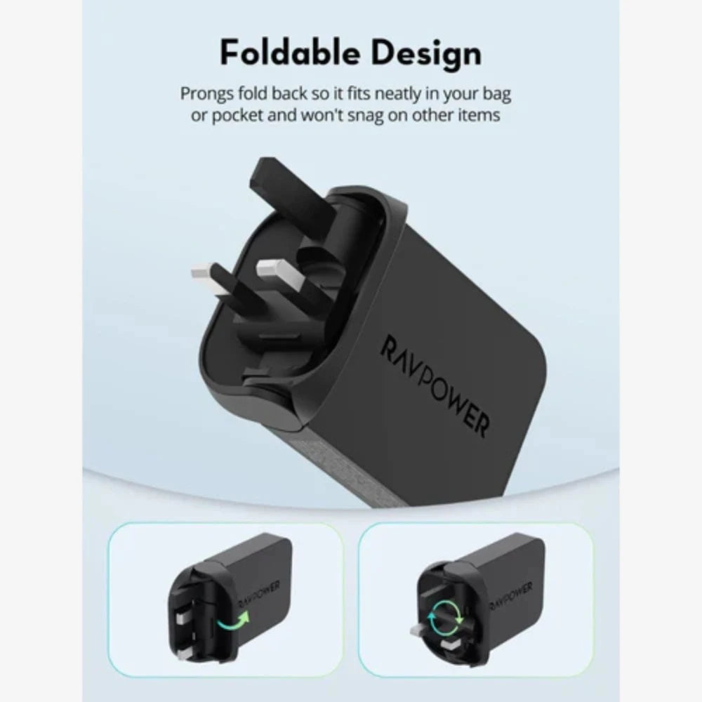 RAVPower PD Pioneer 65W Dual USB-C GaN Wall Charger