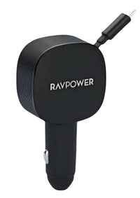 RAVPower VC1021 60W 3-Port Car Charger with Retractable Cable