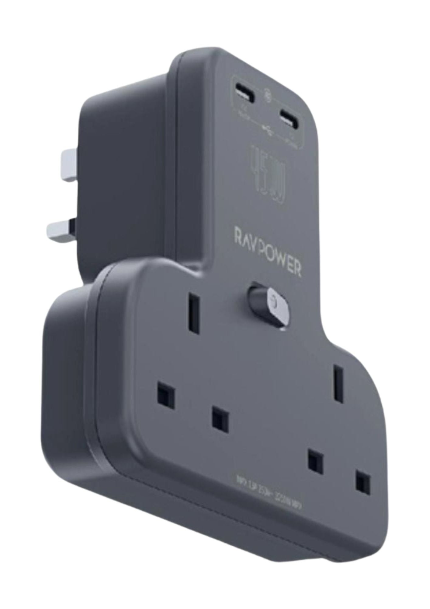 RAVPower GaN 45W Power Outlet Extender with 2 AC Outlets & 2 USB-C