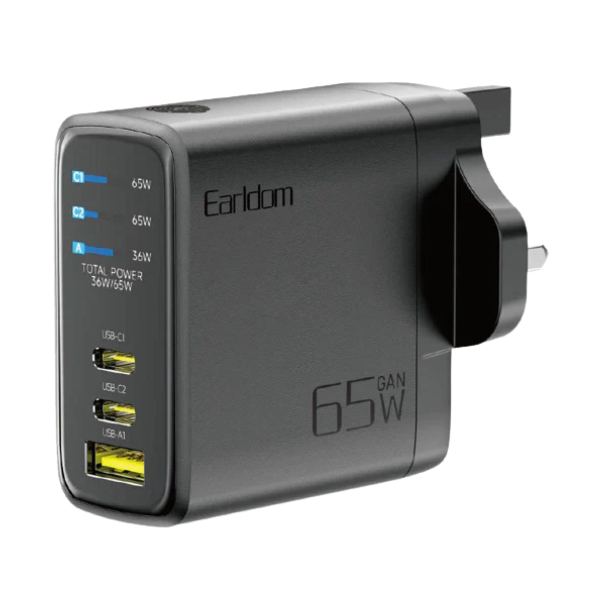 Earldom 65W GaN Fast Charging Power Adapter USB-C USB-A