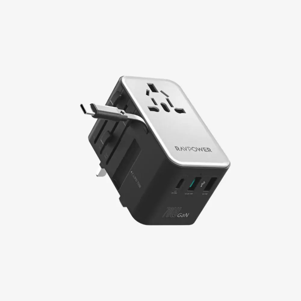 RAVPower 3-Port Travel Charger with Built-In Cable