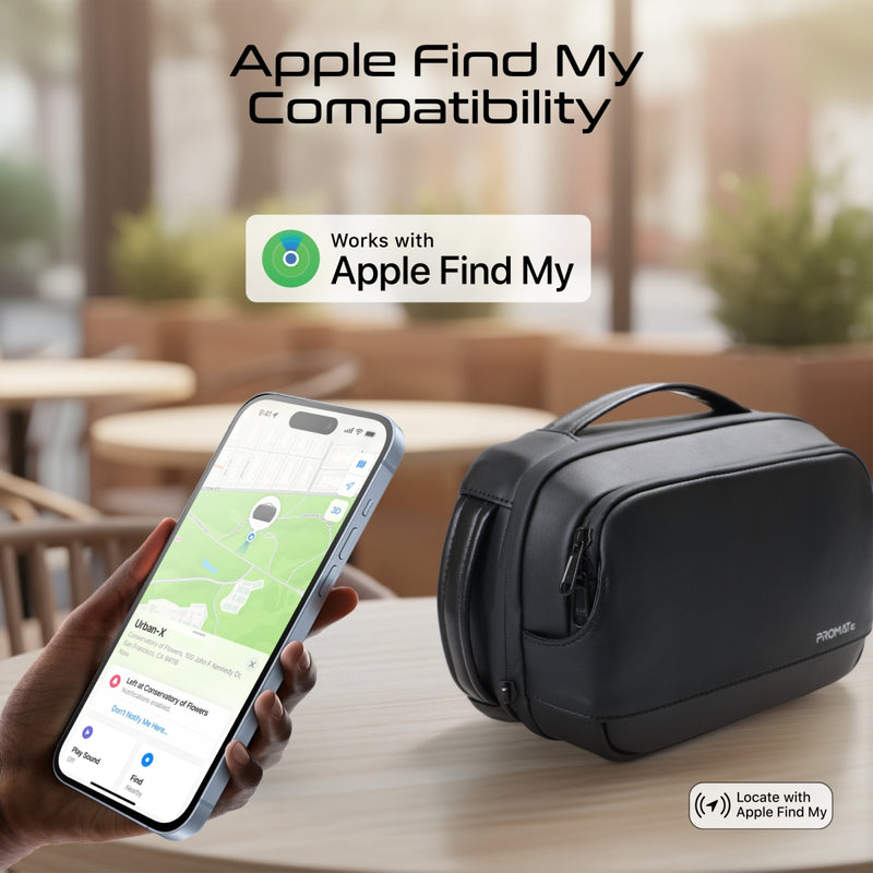 Promate Urban-X Tech Pouch with Biometric Lock & Apple Find My