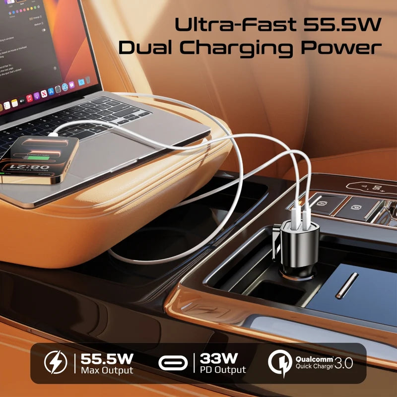 Promate VoltGuard 55.5W Multi-Function Car Charger with Emergency Tools