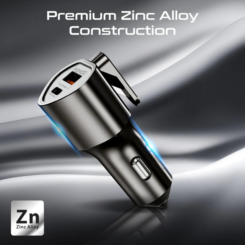 Promate VoltGuard 55.5W Multi-Function Car Charger with Emergency Tools