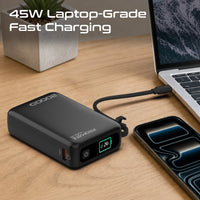 Promate Volta-45 20000mAh 45W PD Power Bank with Built-In USB-C Cable