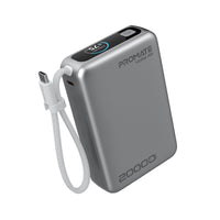 Promate Volta-45 20000mAh 45W PD Power Bank with Built-In USB-C Cable