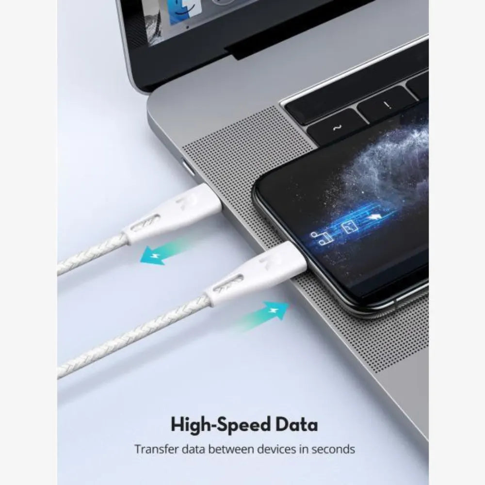 RAVPower Type-C to Lightning Cable- Nylon White | 1.2m & 2m