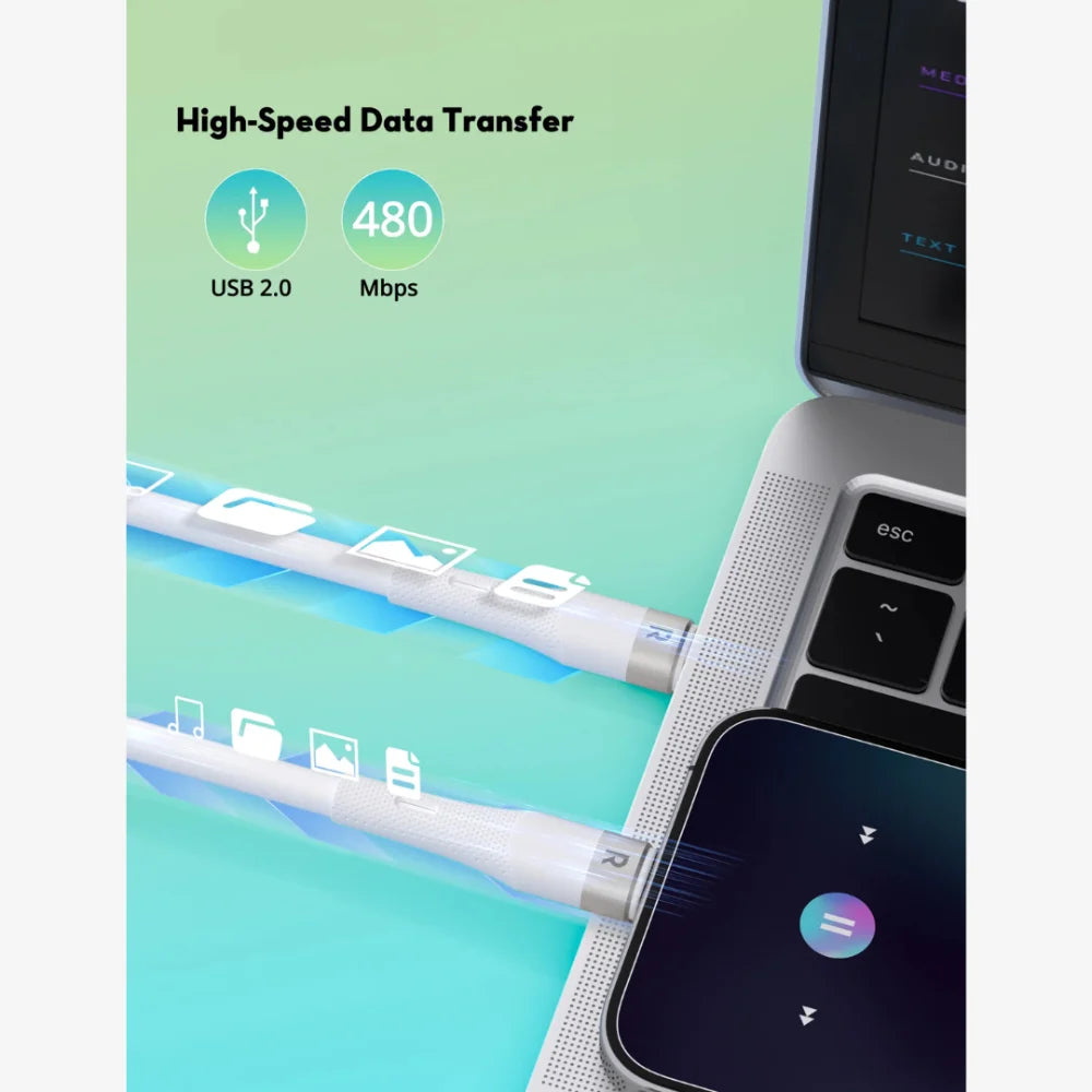 RAVPower 60W USB-C to USB-C Cable 1M - Black & White