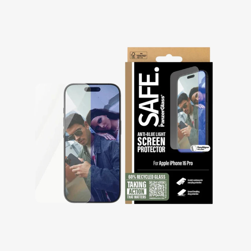 SAFE. by PanzerGlass® EyeCare Screen Protector iPhone 16 Pro | Ultra-Wide Fit