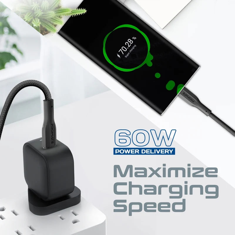Promate xCord CC200 60W USB C Cable 2m