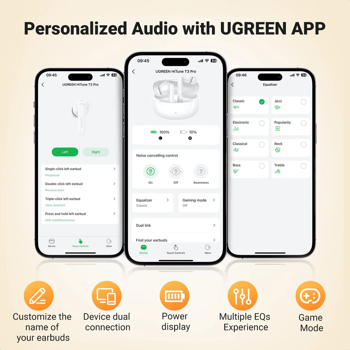 Ugreen HiTune T3 Pro Active Noise Earbuds