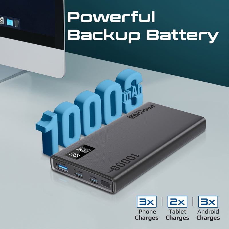 Promate Bolt-10PD Power Bank with 20W PD & 22.5W USB-A