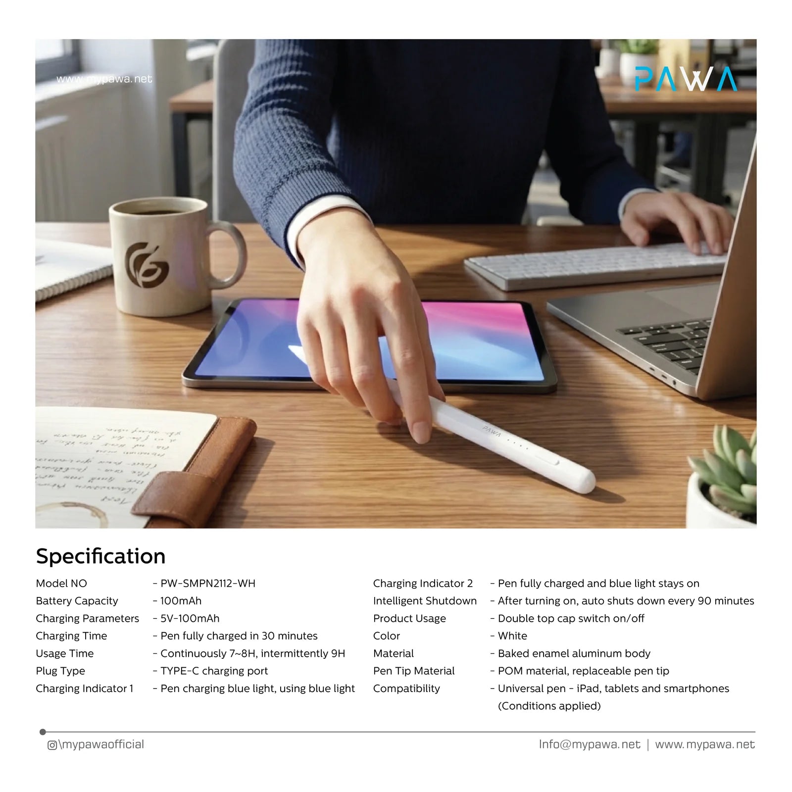 Pawa Aeropen Universal Smart Pen White
