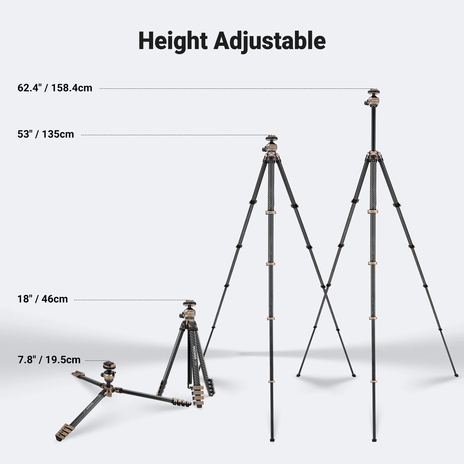 Neewer LT35 Carbon Fiber Travel Tripod with 360° Panorama Ball Head