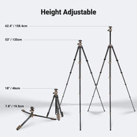 Neewer LT35 Carbon Fiber Travel Tripod with 360° Panorama Ball Head