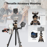 Neewer LT35 Carbon Fiber Travel Tripod with 360° Panorama Ball Head