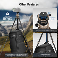 Neewer LT35 Carbon Fiber Travel Tripod with 360° Panorama Ball Head