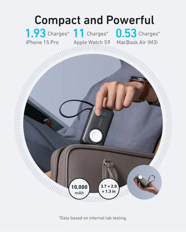 Anker MagGo Power Bank (10K, 35W, For Apple Watch)- Black