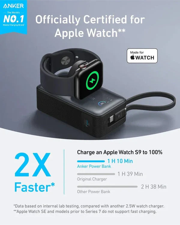Anker MagGo Power Bank (10K, 35W, For Apple Watch)- Black