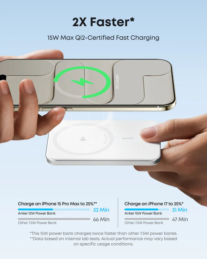 Anker Nano Power Bank (5K, MagGo, Slim)- Black, White