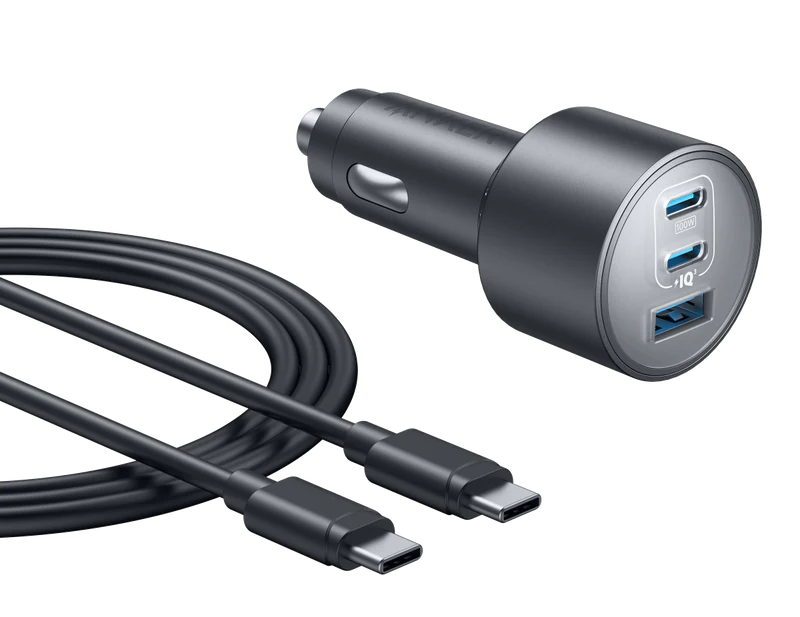 Anker Car Charger (167.5W, 3 Ports) with cable bundle- Gray