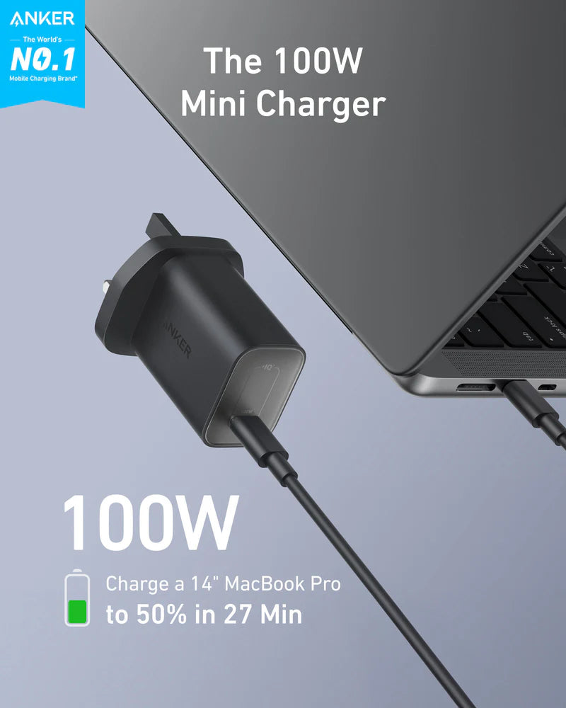 Anker Nano Charger 100W with 6ft 5A c-c cable Black
